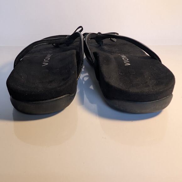 VIONIC Bella Toe Post Flip Flop Sandals with Bow Black Lizard Reptile Women's 7‎ - Picture 7 of 15